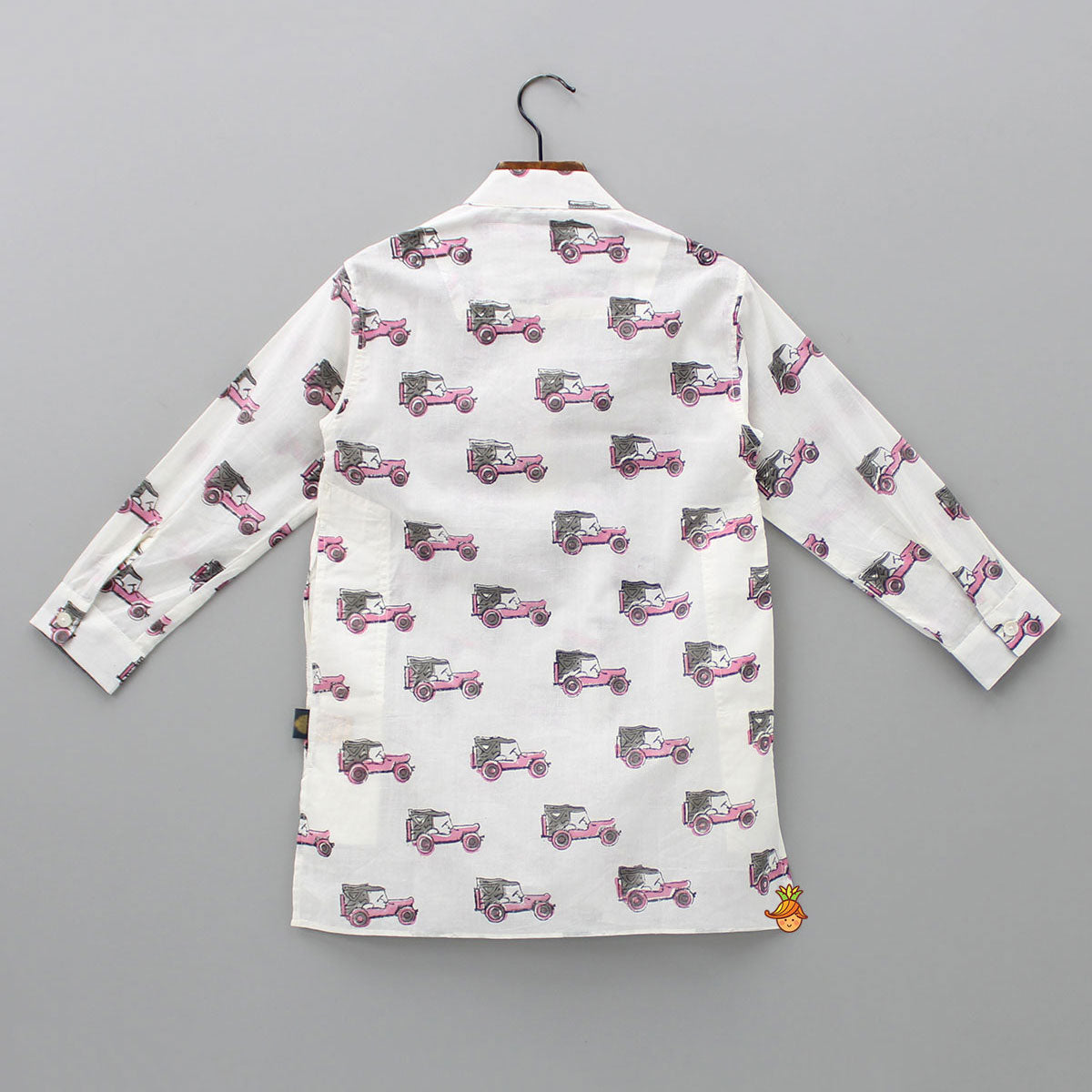 Hand Block Jeep Printed Off White Kurta