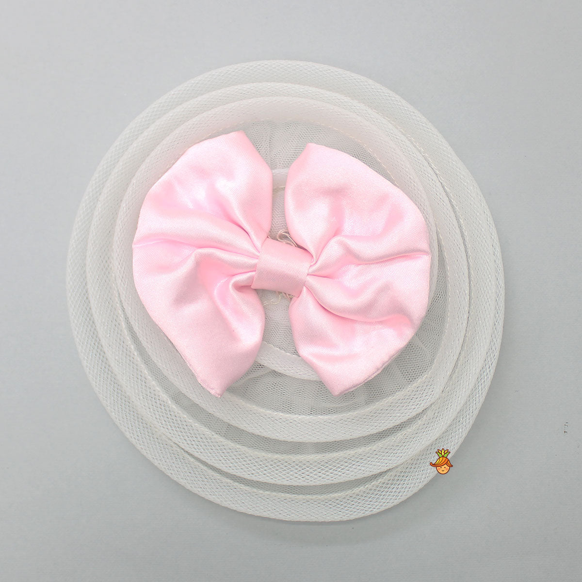 Off Shoulder Fabric Flowers Adorned Wings Gown With Detachable Trail And Matching Hair Clip