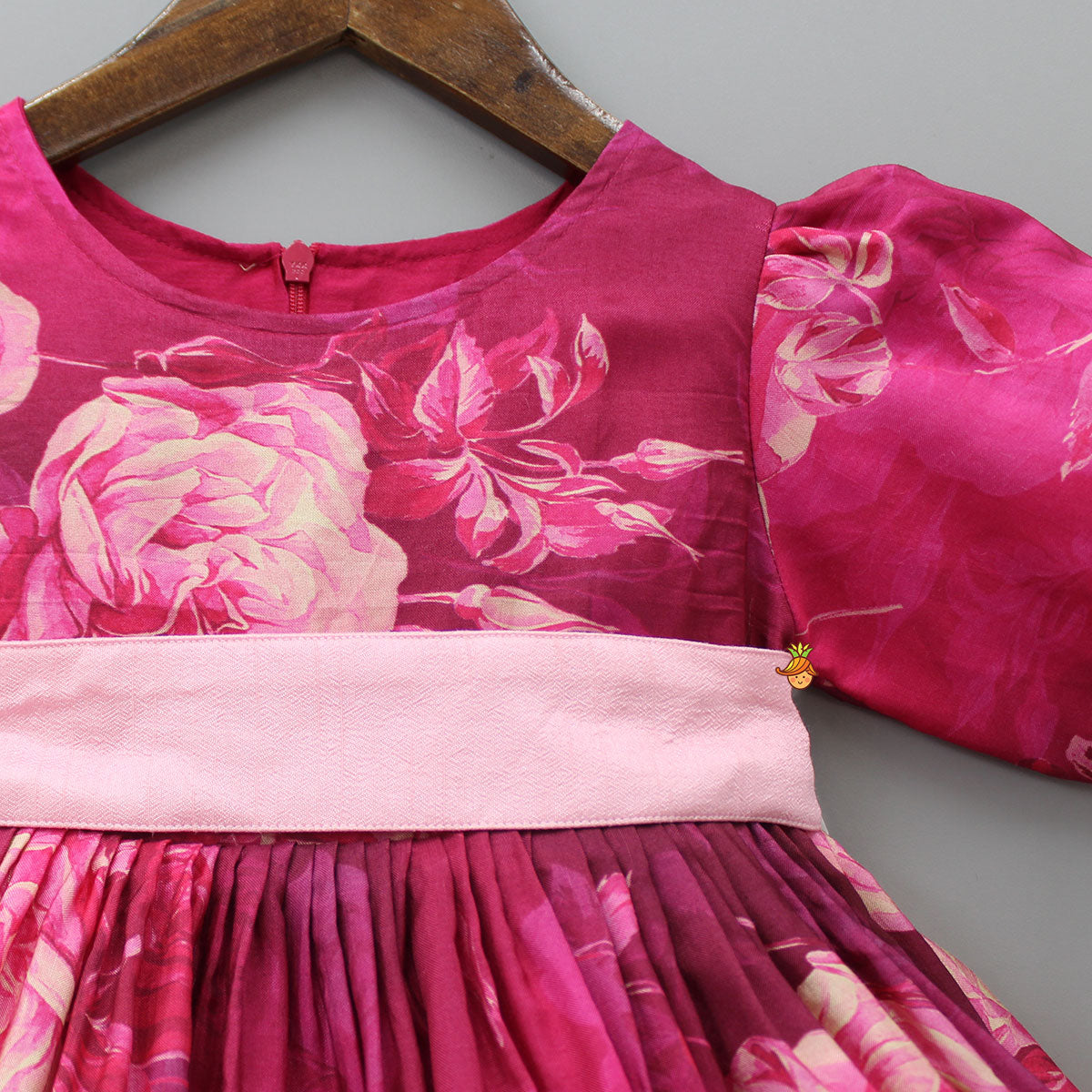 Pre Order: Pink Floral Balloon Sleeves Dress