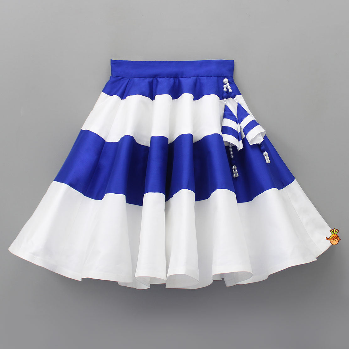 Pre Order: Heavy Embroidered Blue Top And Colour Block Lehenga With Stylish Dupatta