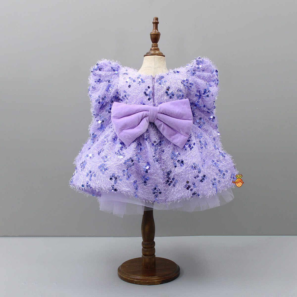 Stylish Sleeves Exquisite Lavender Fur Dress With Head Band