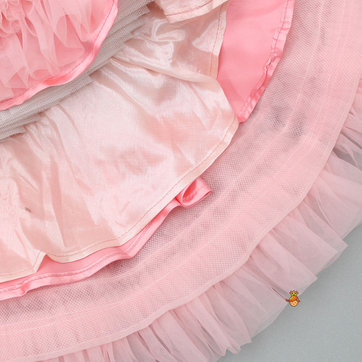 Sequins Embellished Ruffled Peach Dress With Matching Swirled Bowie Headband