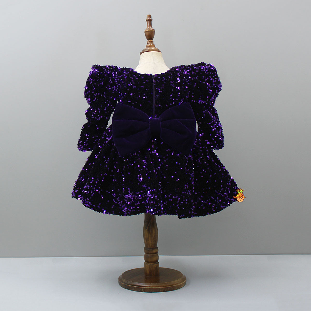 Pre Order: Stylish Sleeves Exquisite Purple Dress With Head Band
