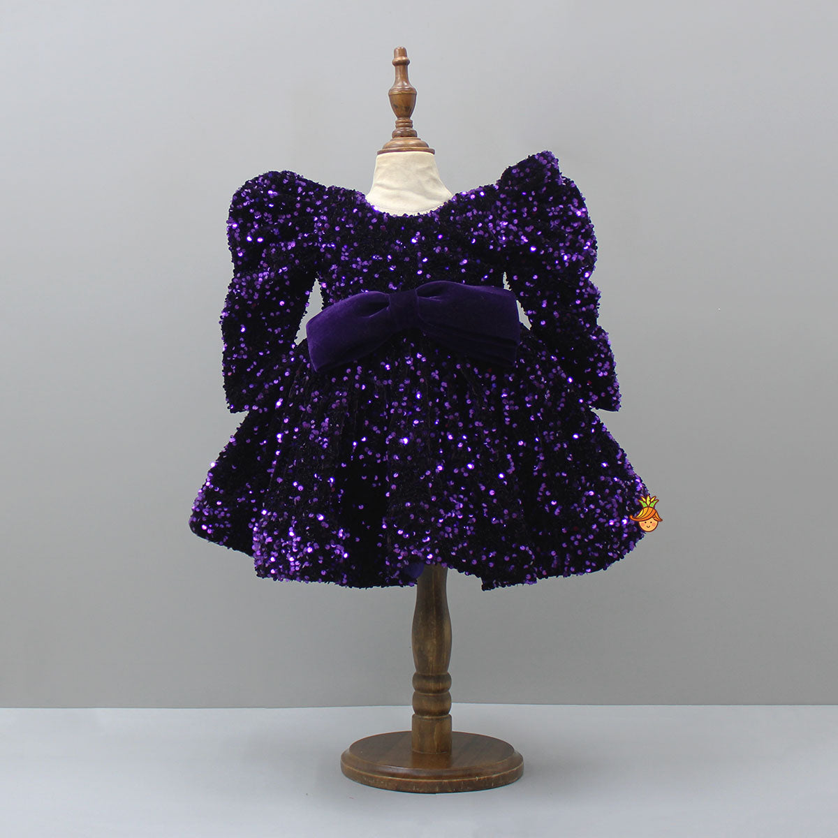 Pre Order: Stylish Sleeves Exquisite Purple Dress With Head Band