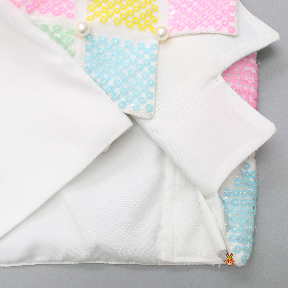 Pre Order: Multicolour Sequined Top And Layered Net Lehenga