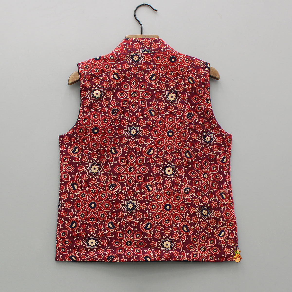 Ajrakh Printed Front Open Red Jacket