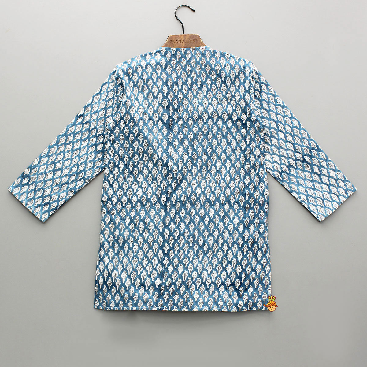 Blue Floral Hand Block Printed Cotton Kurta