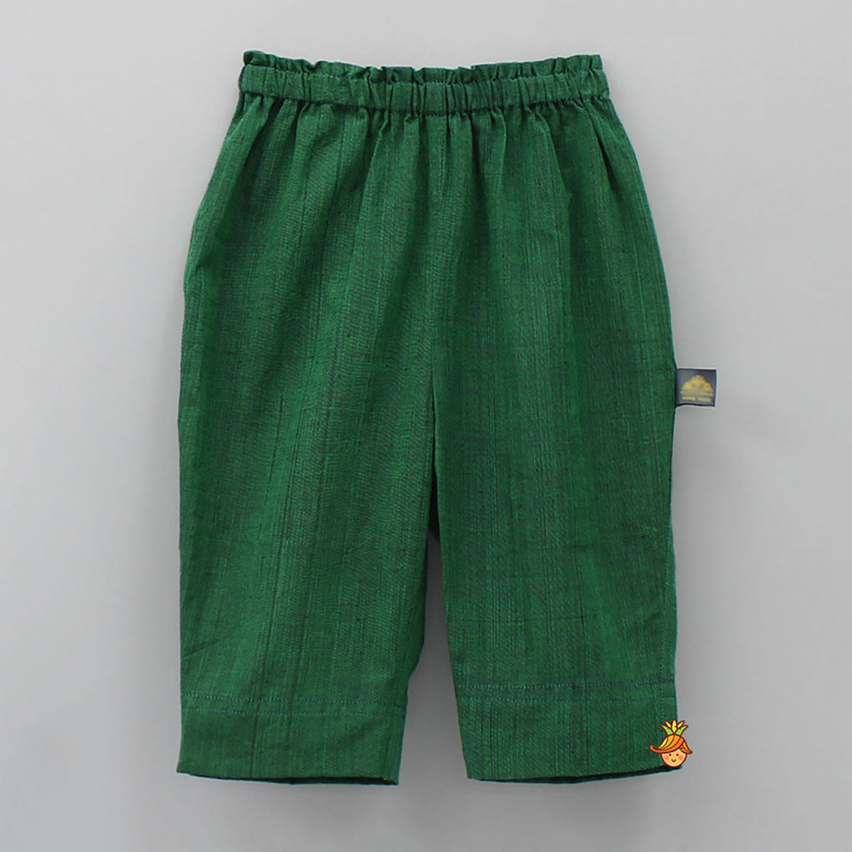 Contrasting Pocket Square Detail Green Short Kurta And Pyjama