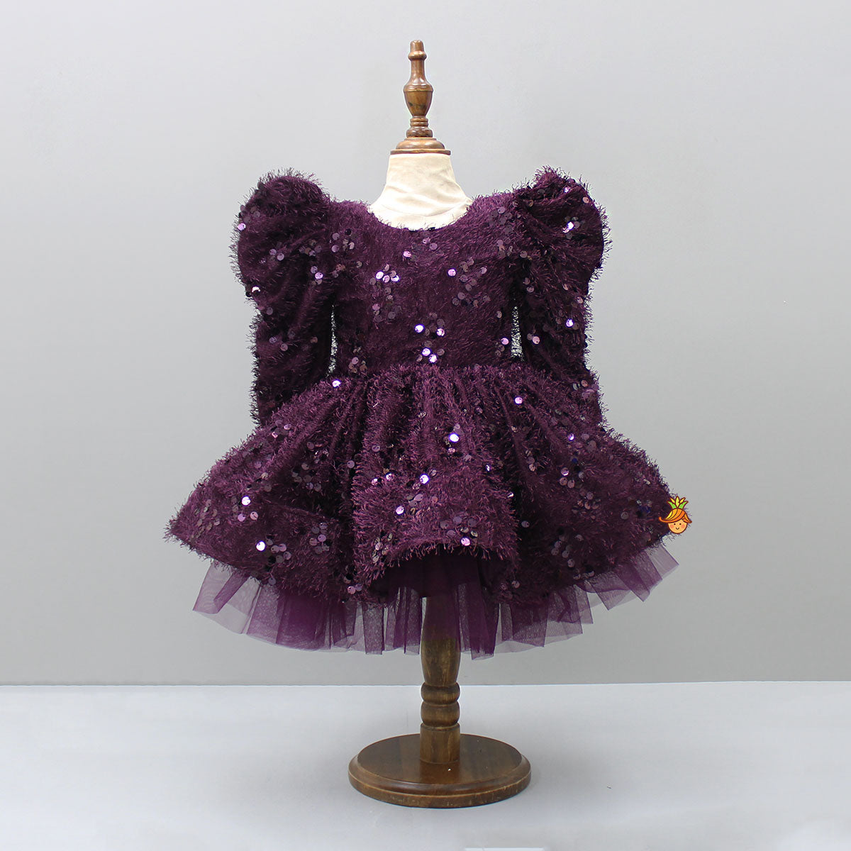 Stylish Sleeves Exquisite Wine Dress With Hair Clip