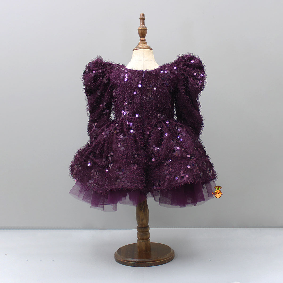 Stylish Sleeves Exquisite Wine Dress With Hair Clip