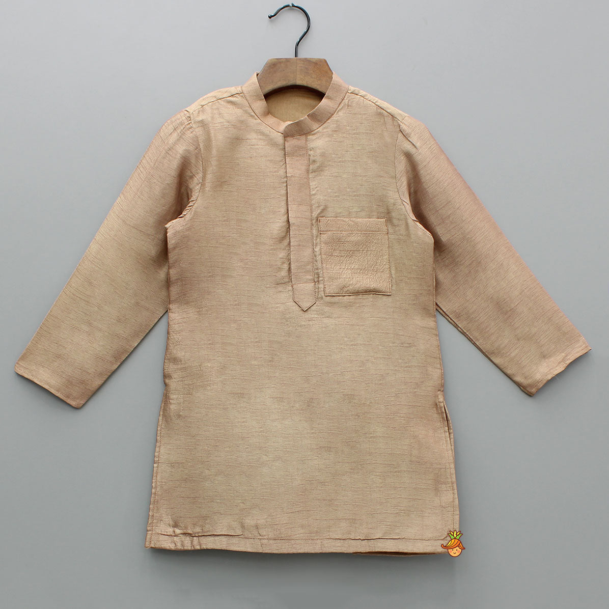 Pre Order: Brown Ethnic Kurta With Embroidered Jacket And Pyjama