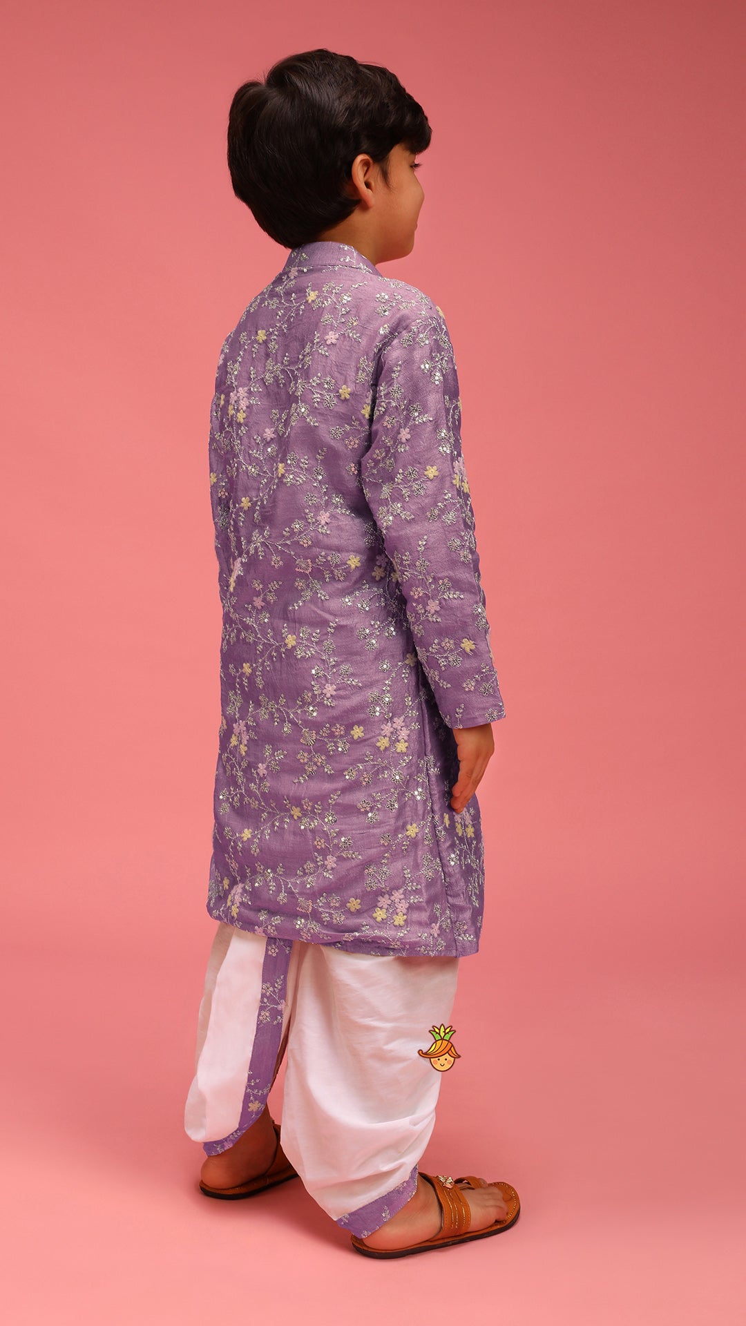 Pre Order: Sequin And Thread Work Lavender Kurta With Dhoti