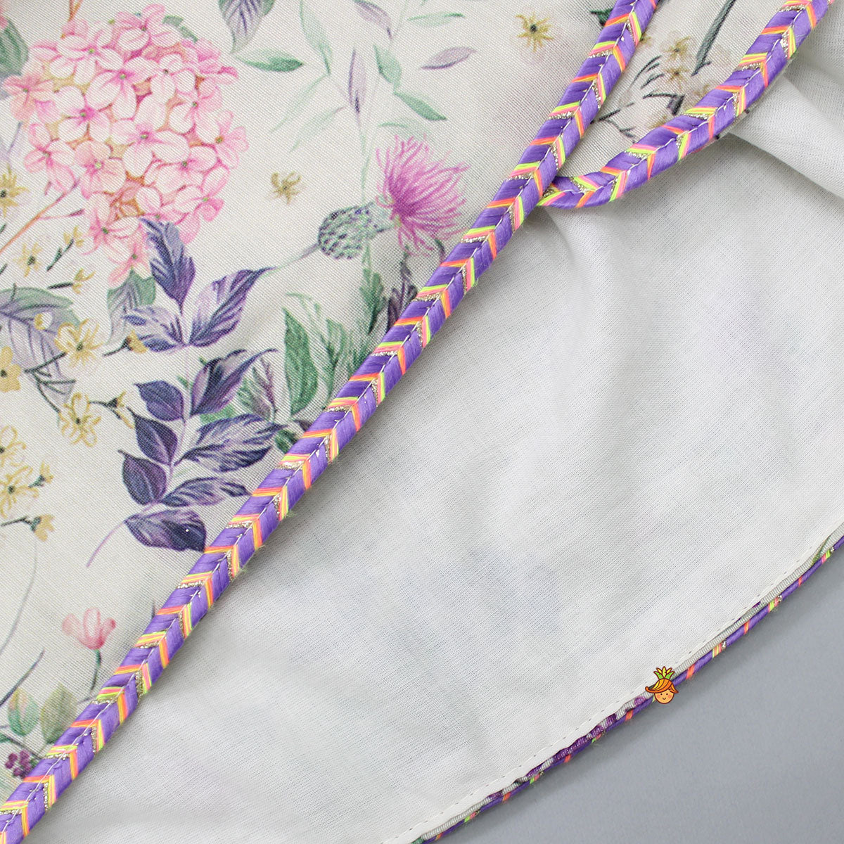 Pre Order: Floral Printed One Shoulder Top And Stylish Front Cut Lehenga With Ruffle Dupatta