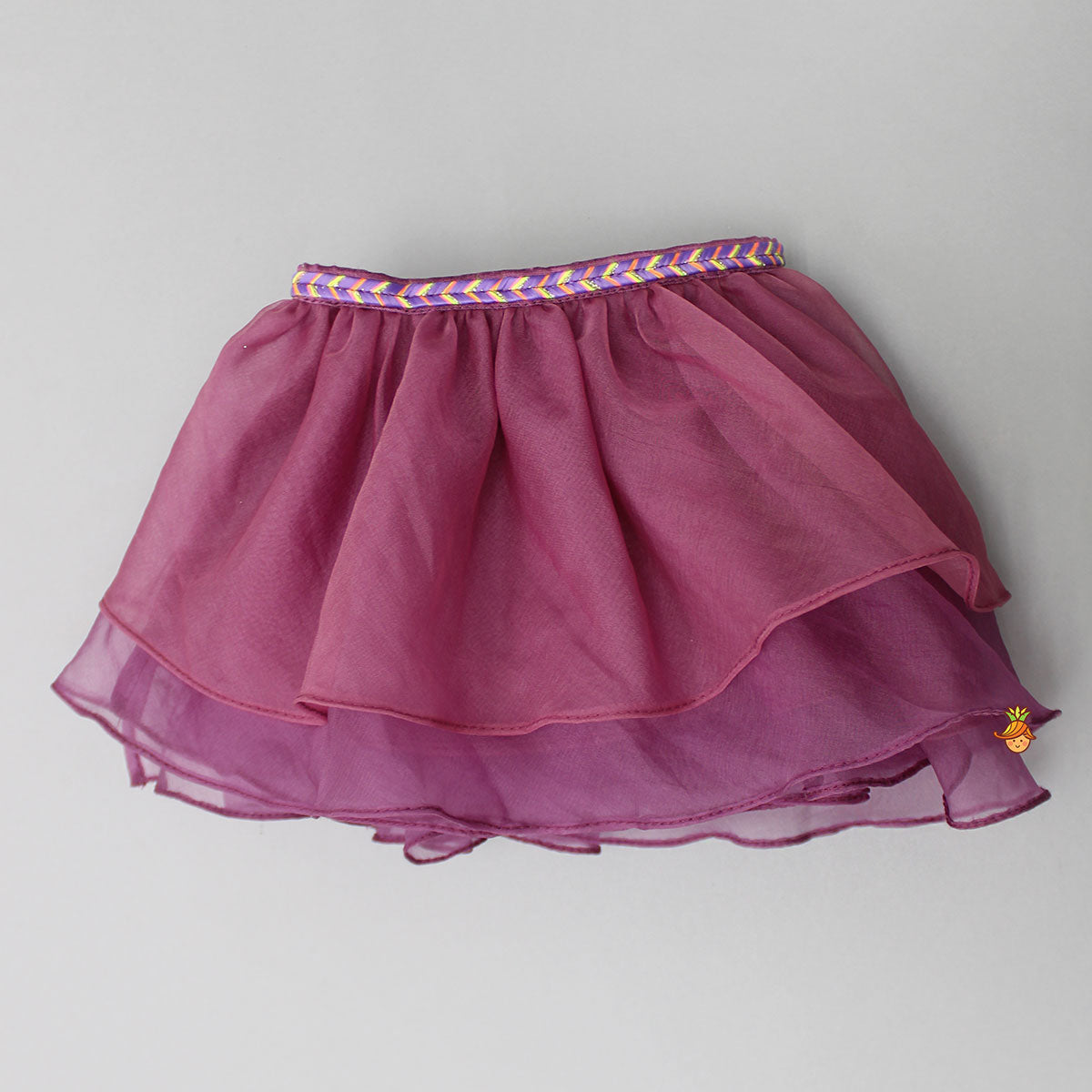 Pre Order: Floral Printed One Shoulder Top And Stylish Front Cut Lehenga With Ruffle Dupatta