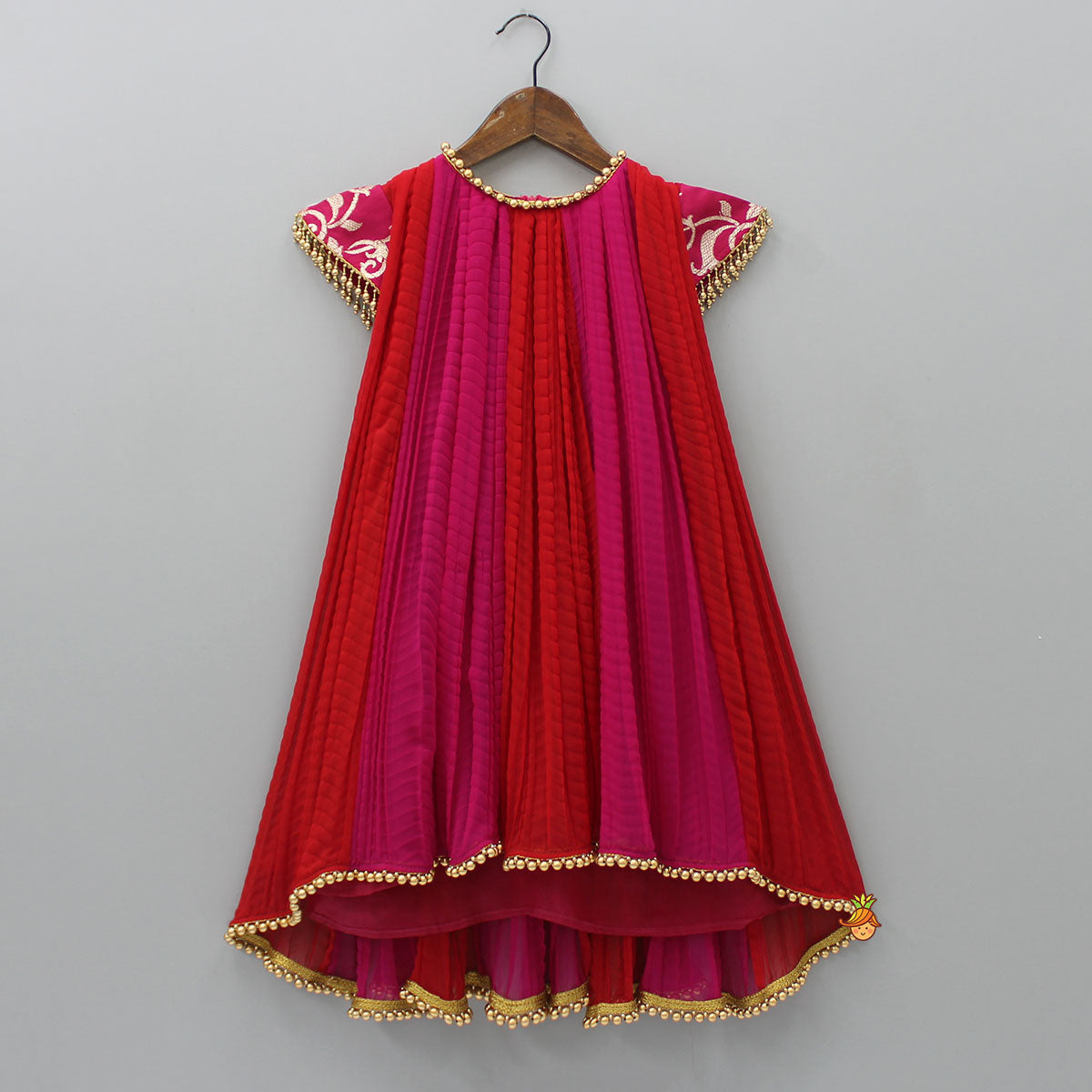 Dual Tone Embroidered Cap Sleeves Kurti