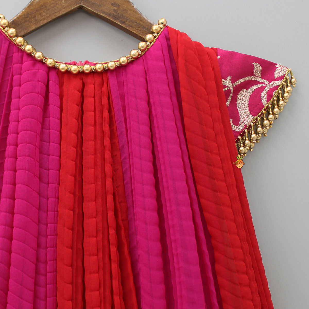 Dual Tone Embroidered Cap Sleeves Kurti