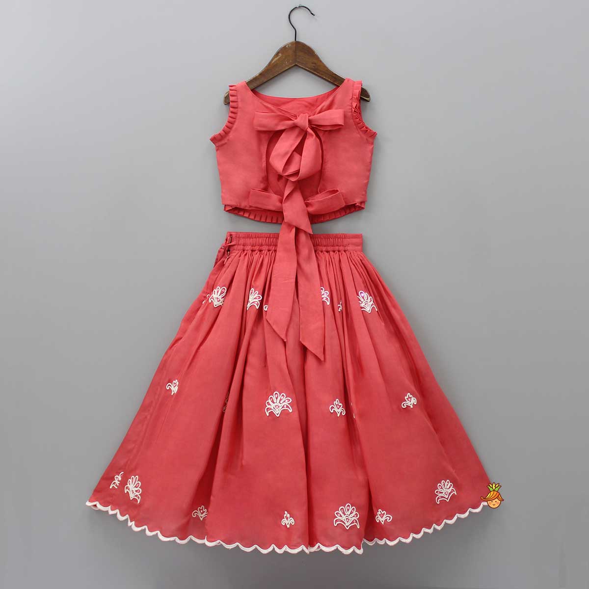 Pre Order: Dori Embroidered Top And Fringe Tassel Enhanced Lehenga