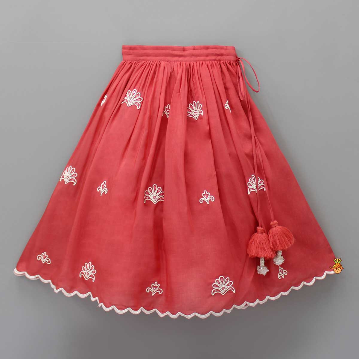 Pre Order: Dori Embroidered Top And Fringe Tassel Enhanced Lehenga