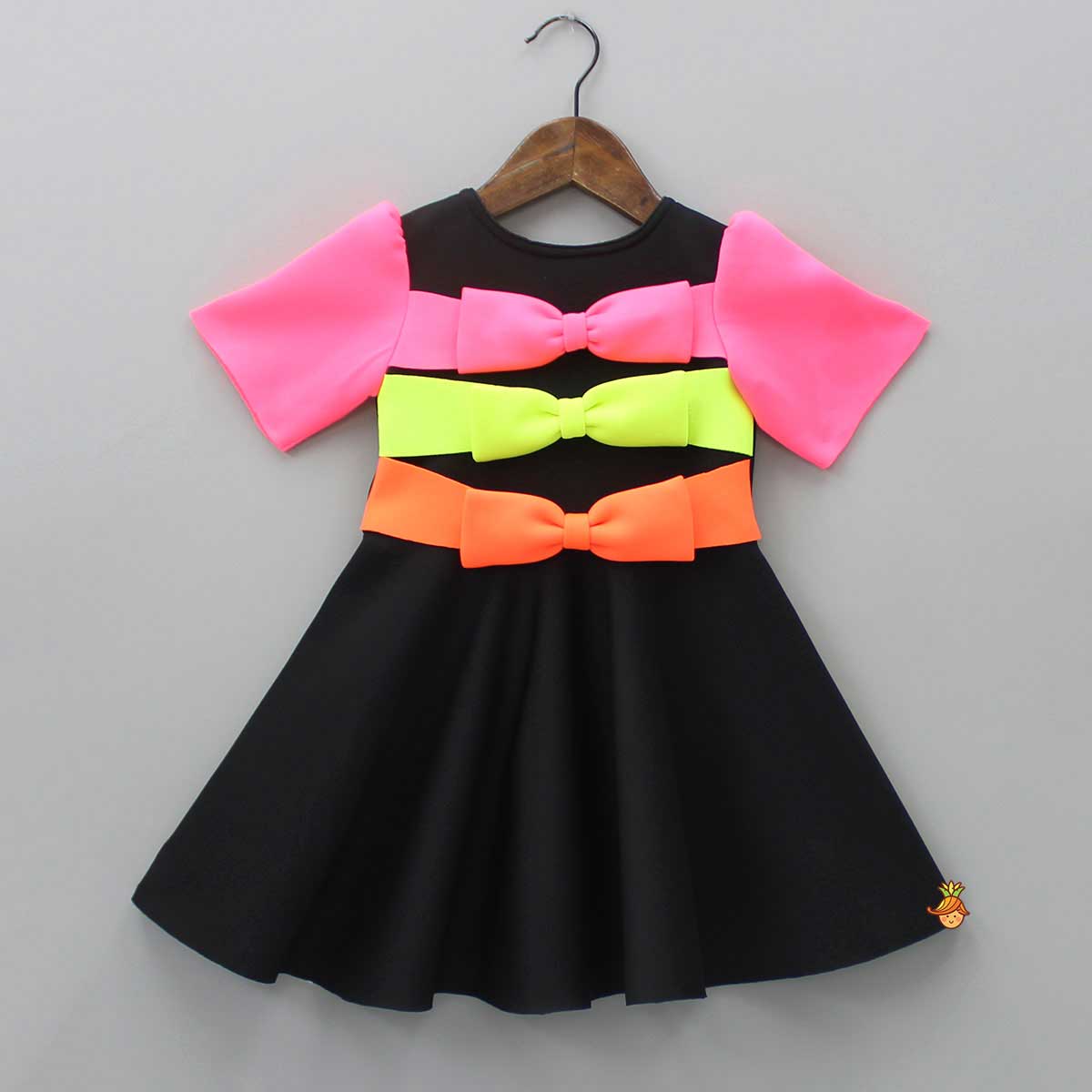 Pre Order: Multicolour Bow Scuba Dress With Matching Hairband