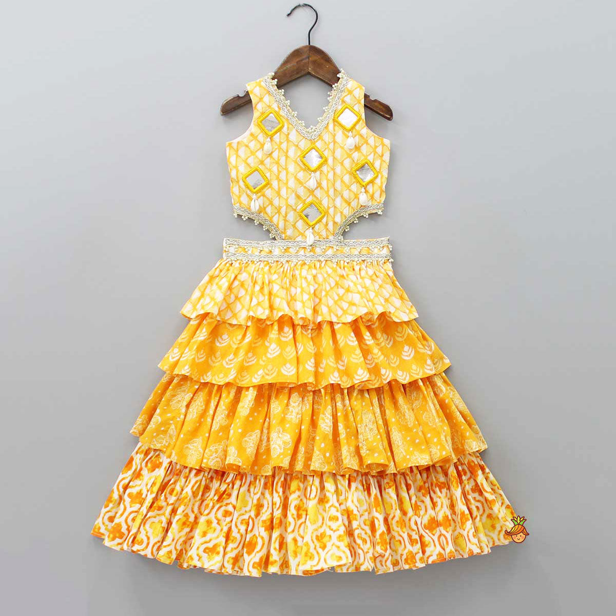 Pre Order: Fuax Mirror Work Ruffle Kurti