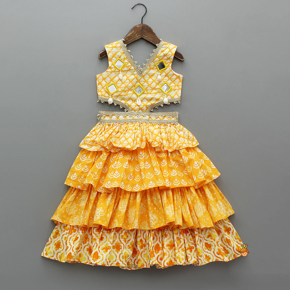 Pre Order: Faux Mirror Work Ruffle Kurti