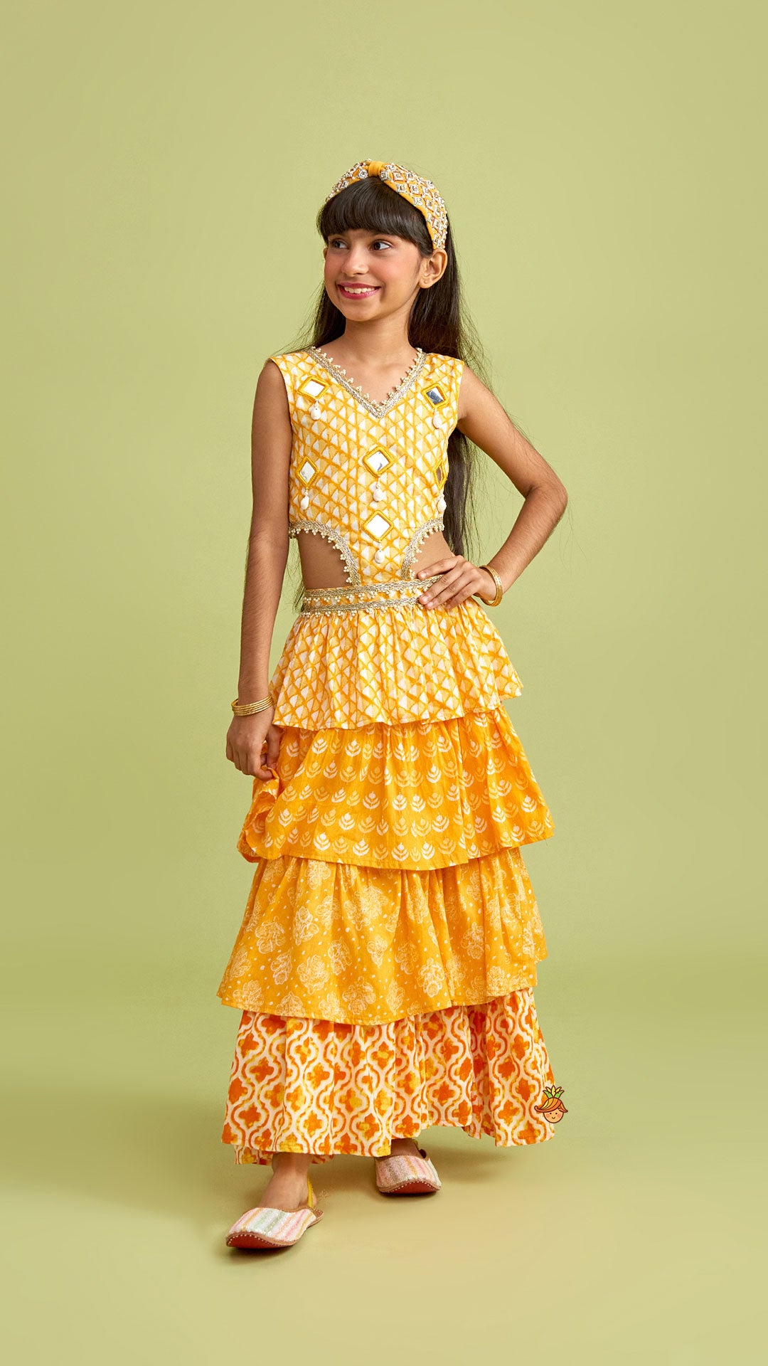 Pre Order: Faux Mirror Work Ruffle Kurti