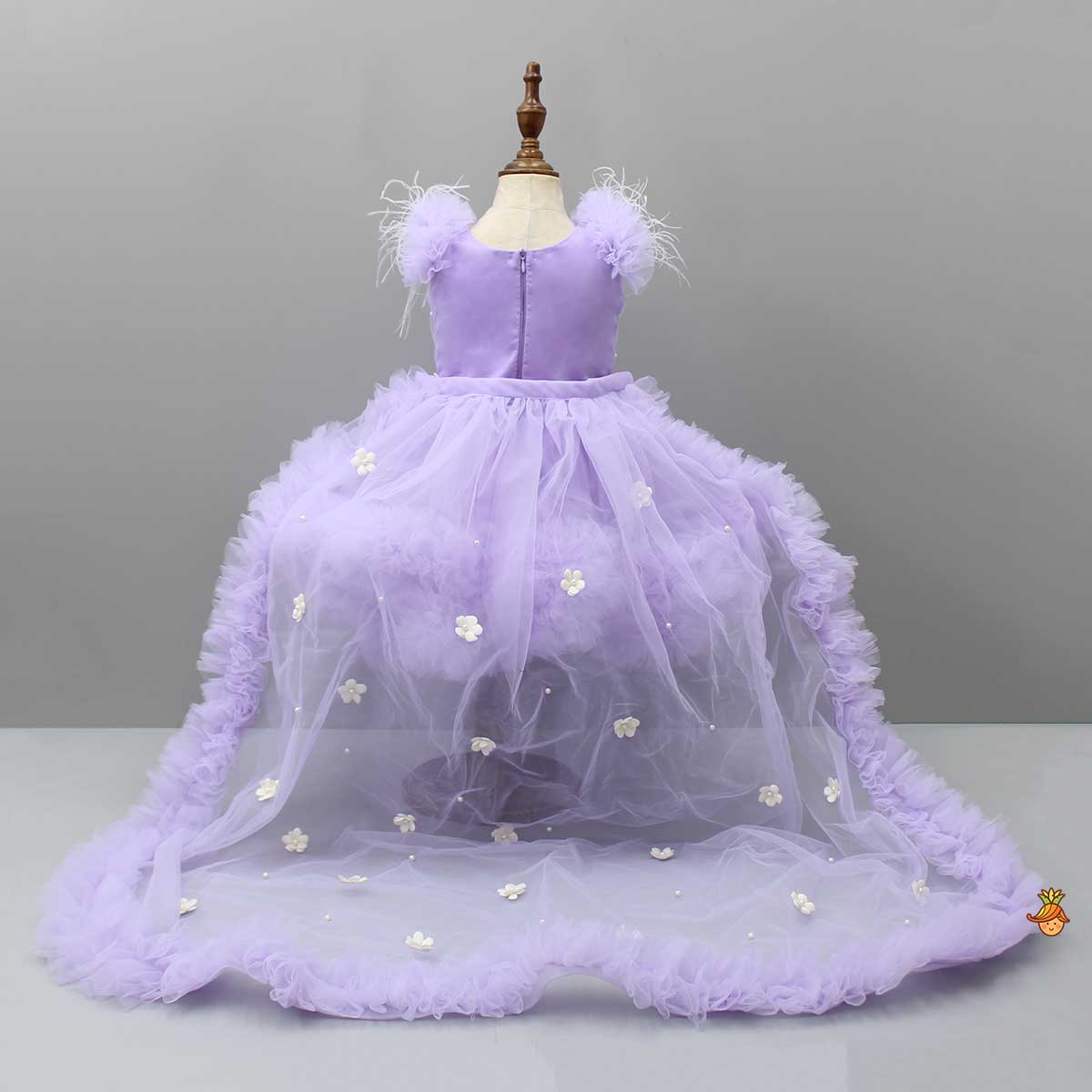 Ruffled Dress With Matching Bow And Swirled Bowie Headband