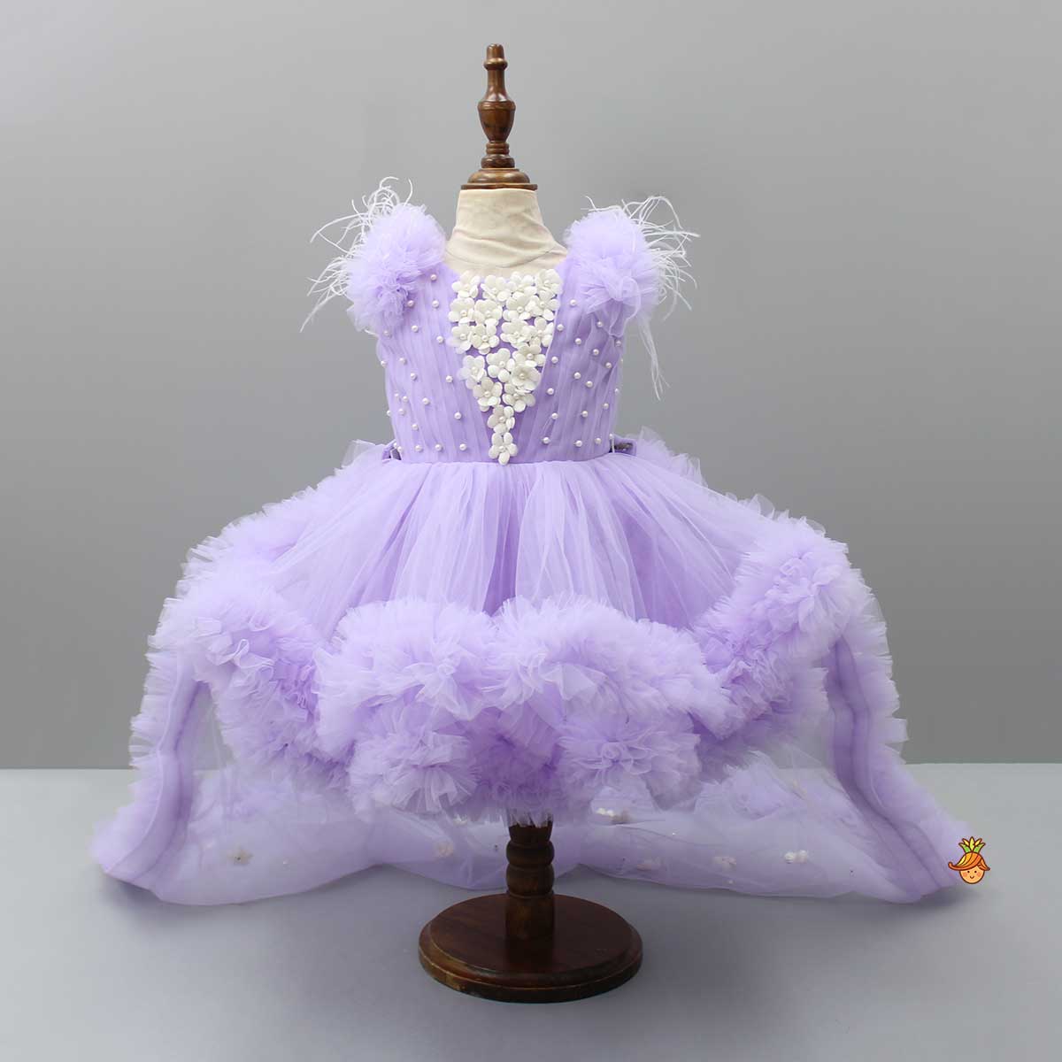 Ruffled Dress With Matching Bow And Swirled Bowie Headband