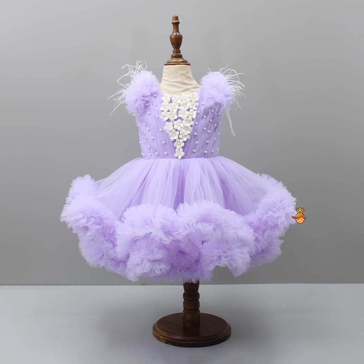 Ruffled Dress With Matching Bow And Swirled Bowie Headband