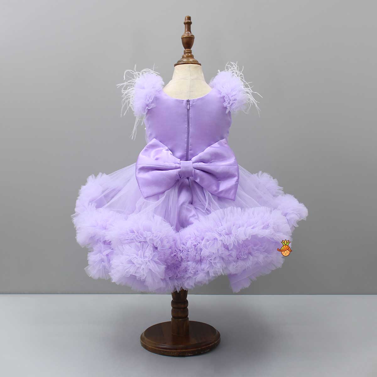 Ruffled Dress With Matching Bow And Swirled Bowie Headband