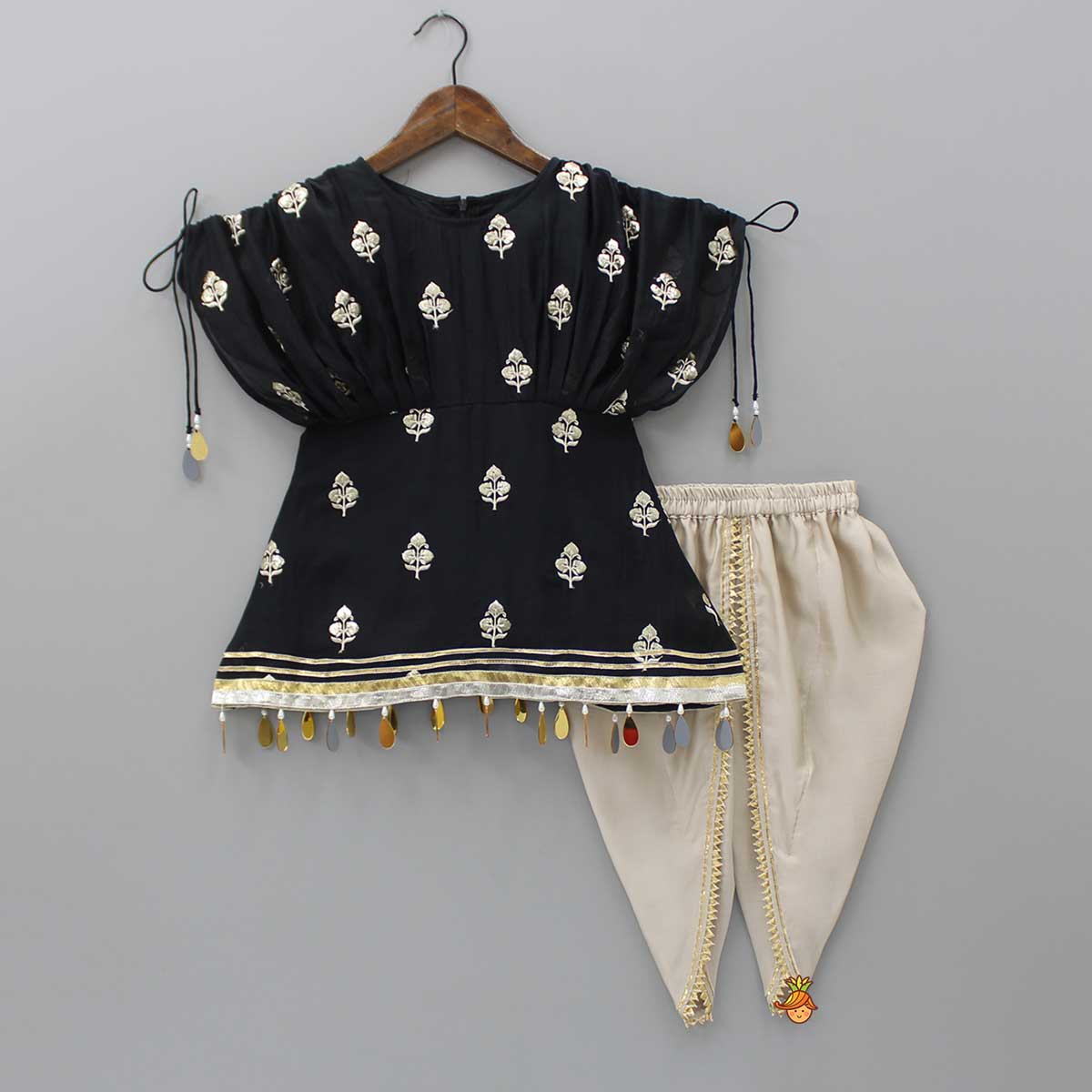 Pre Order: Kaftan Style Embroidered Kurti And Dhoti