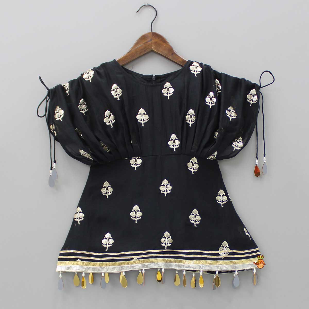 Pre Order: Kaftan Style Embroidered Kurti And Dhoti