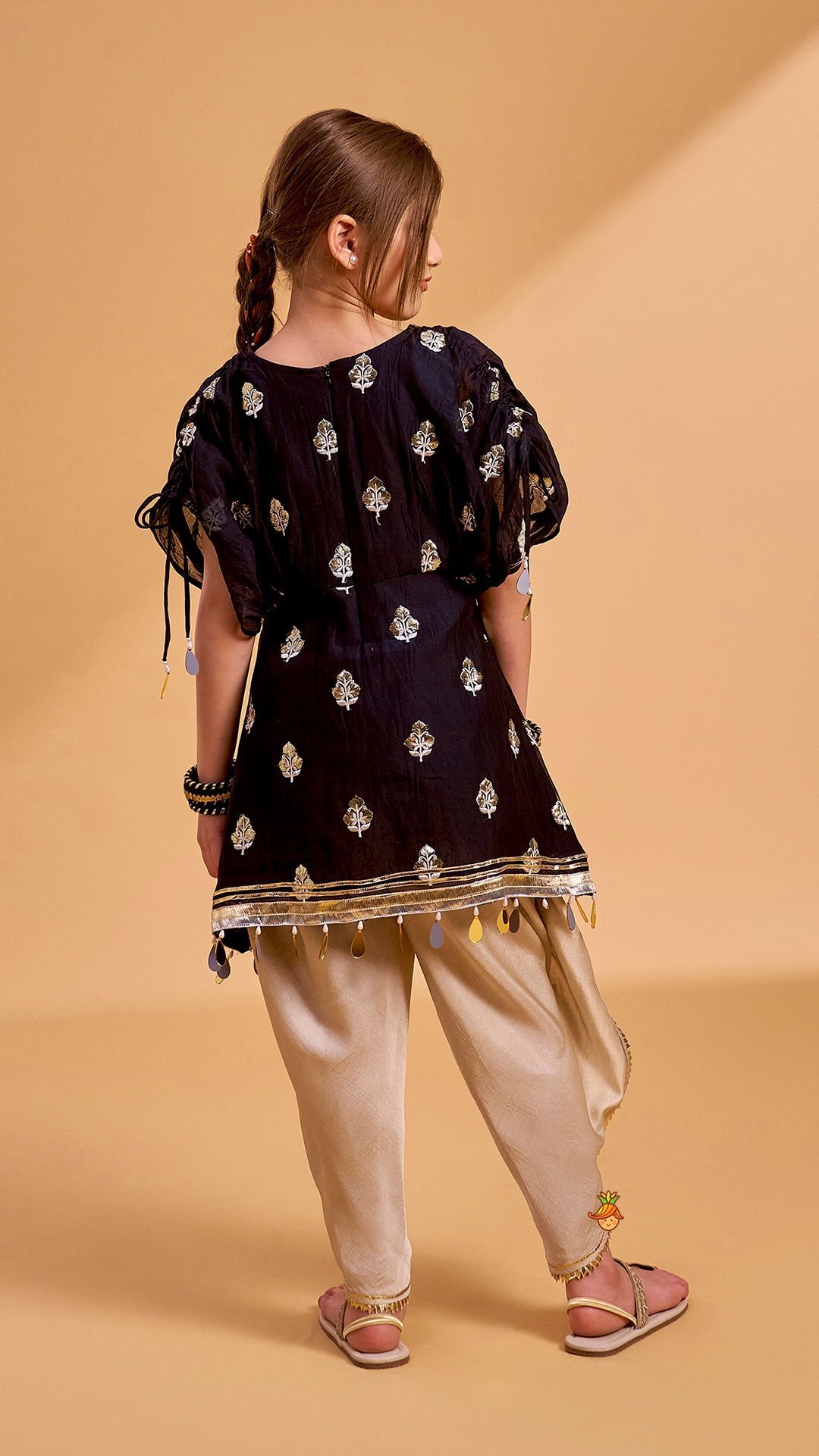 Pre Order: Kaftan Style Embroidered Kurti And Dhoti