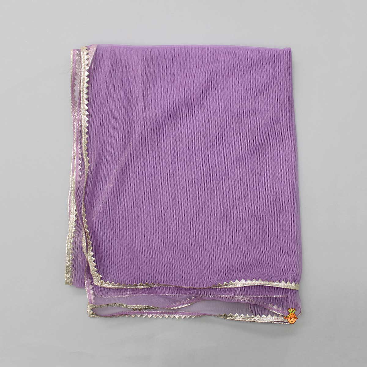 Pre Order: Purple Colour Blocked Lace Work Kurti With Dhoti And Net Dupatta