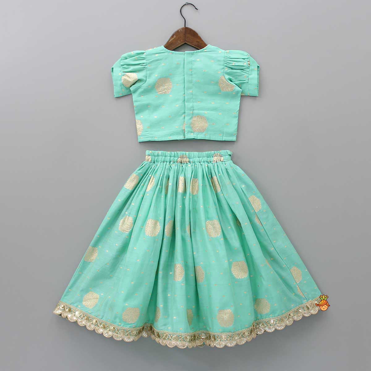 Pre Order: Chanderi Embroidered Green Top And Lehenga With Matching Dupatta