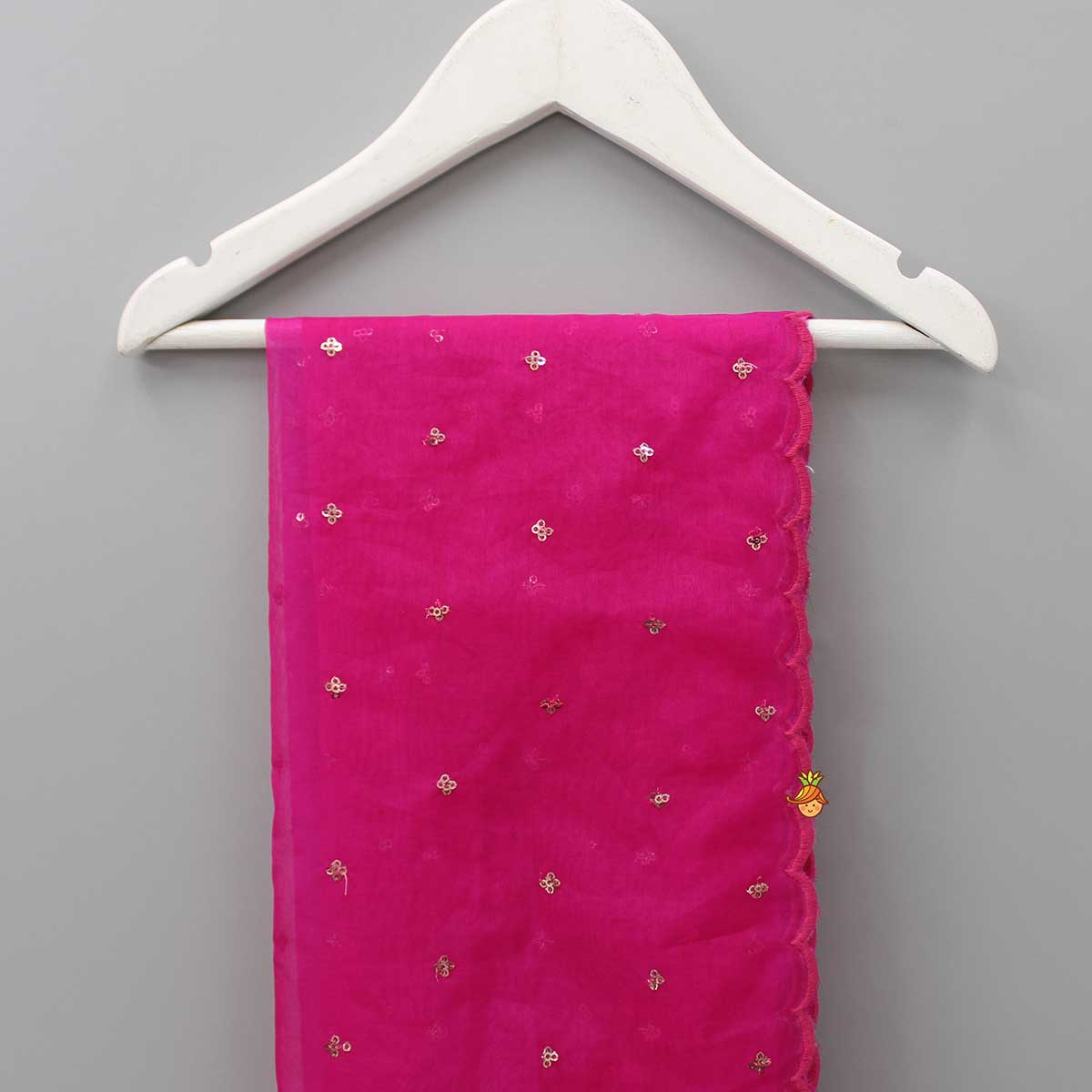 Pink Scalloped Dupatta