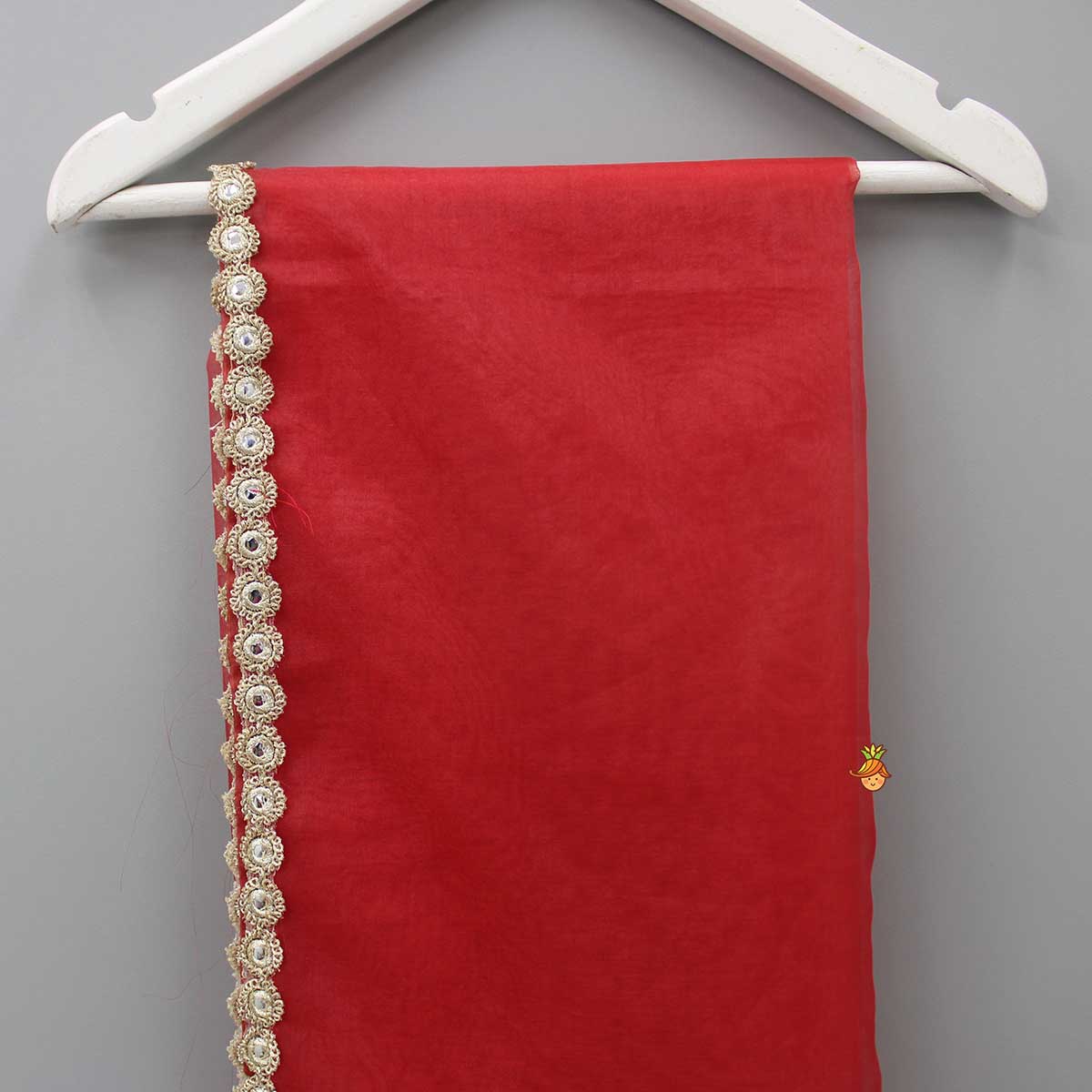 Red Organza Lace Work Dupatta