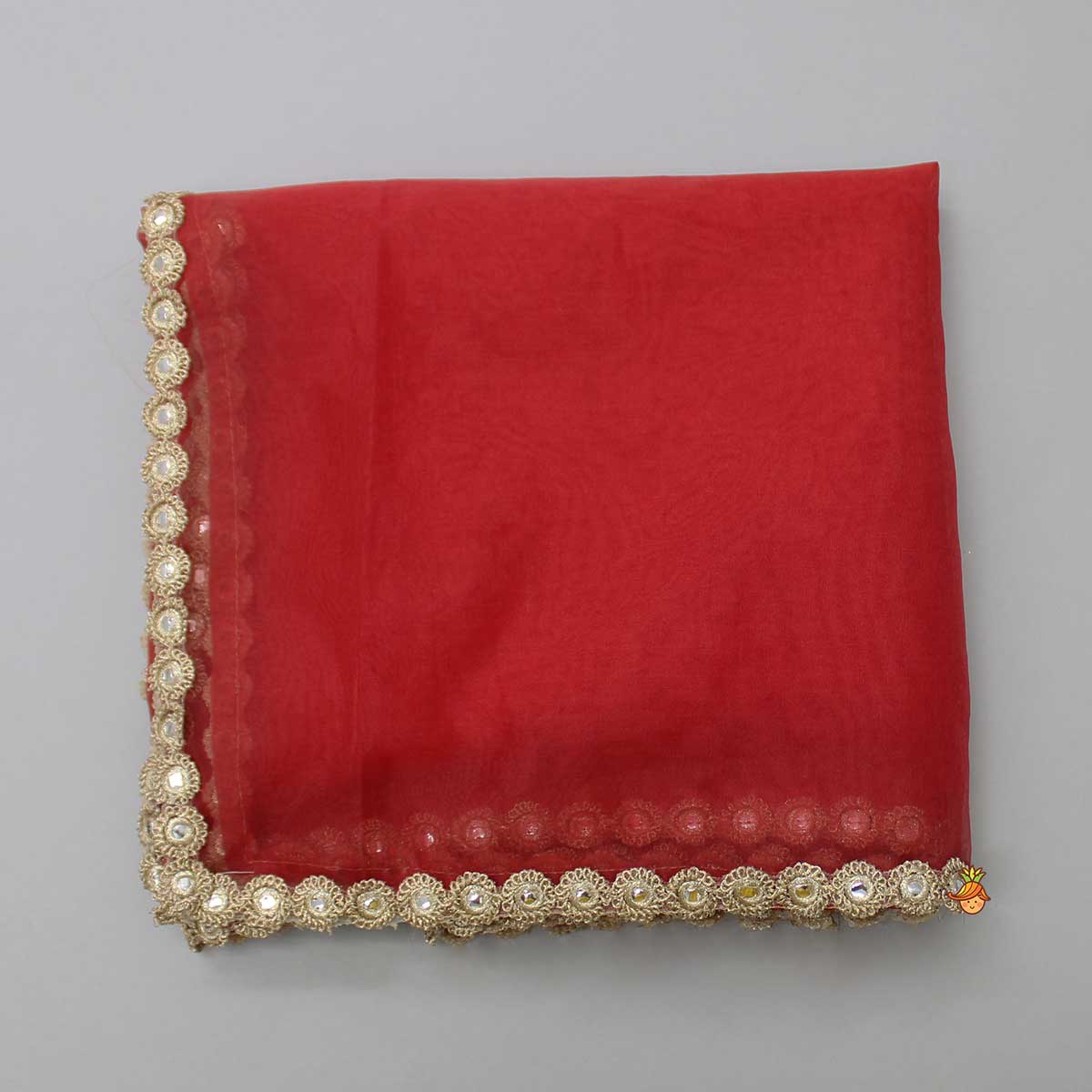 Red Organza Lace Work Dupatta
