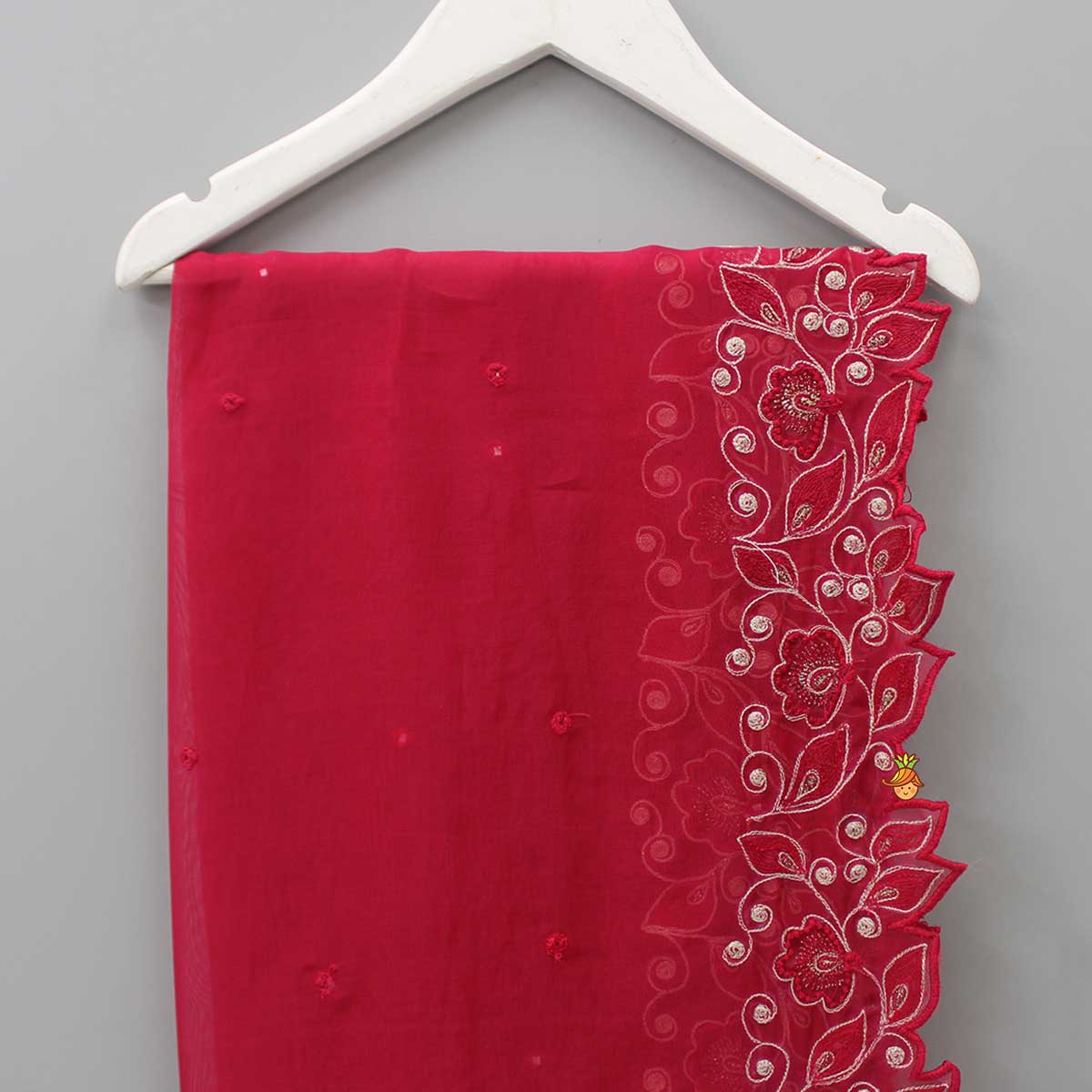 Tassels Enhanced Pink Organza Dupatta