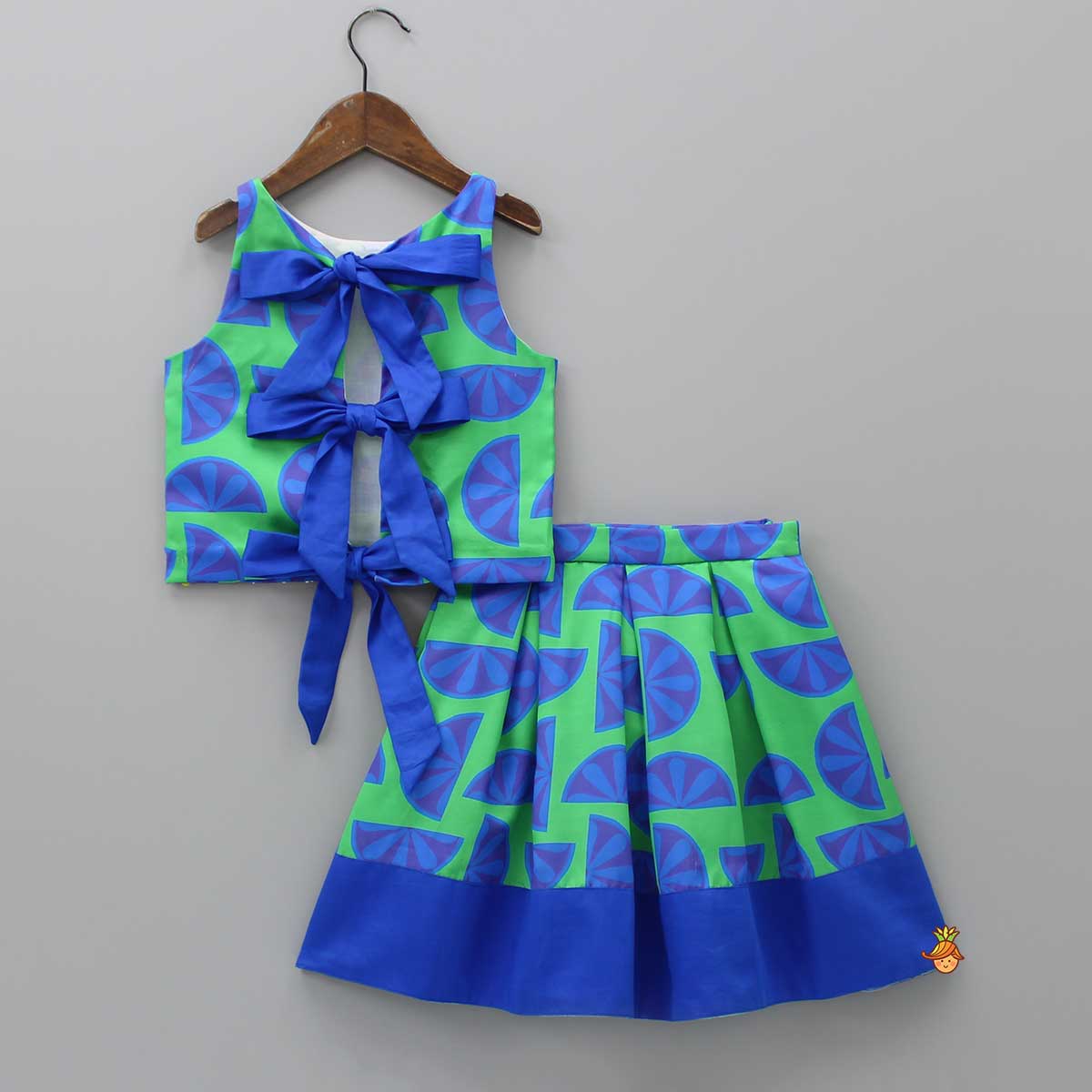Printed Triple Knot Back Top And Skirt