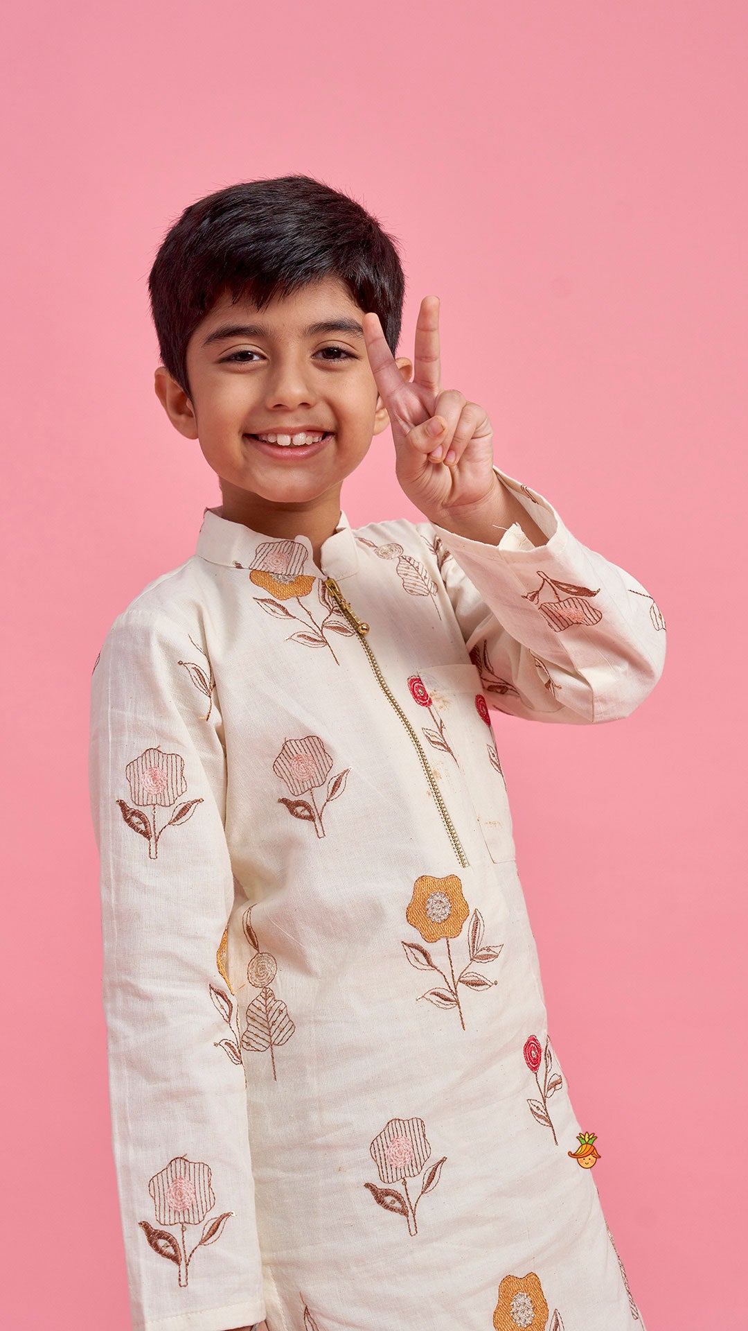 Pre Order: Floral Embroidered Kurta With Pyjama