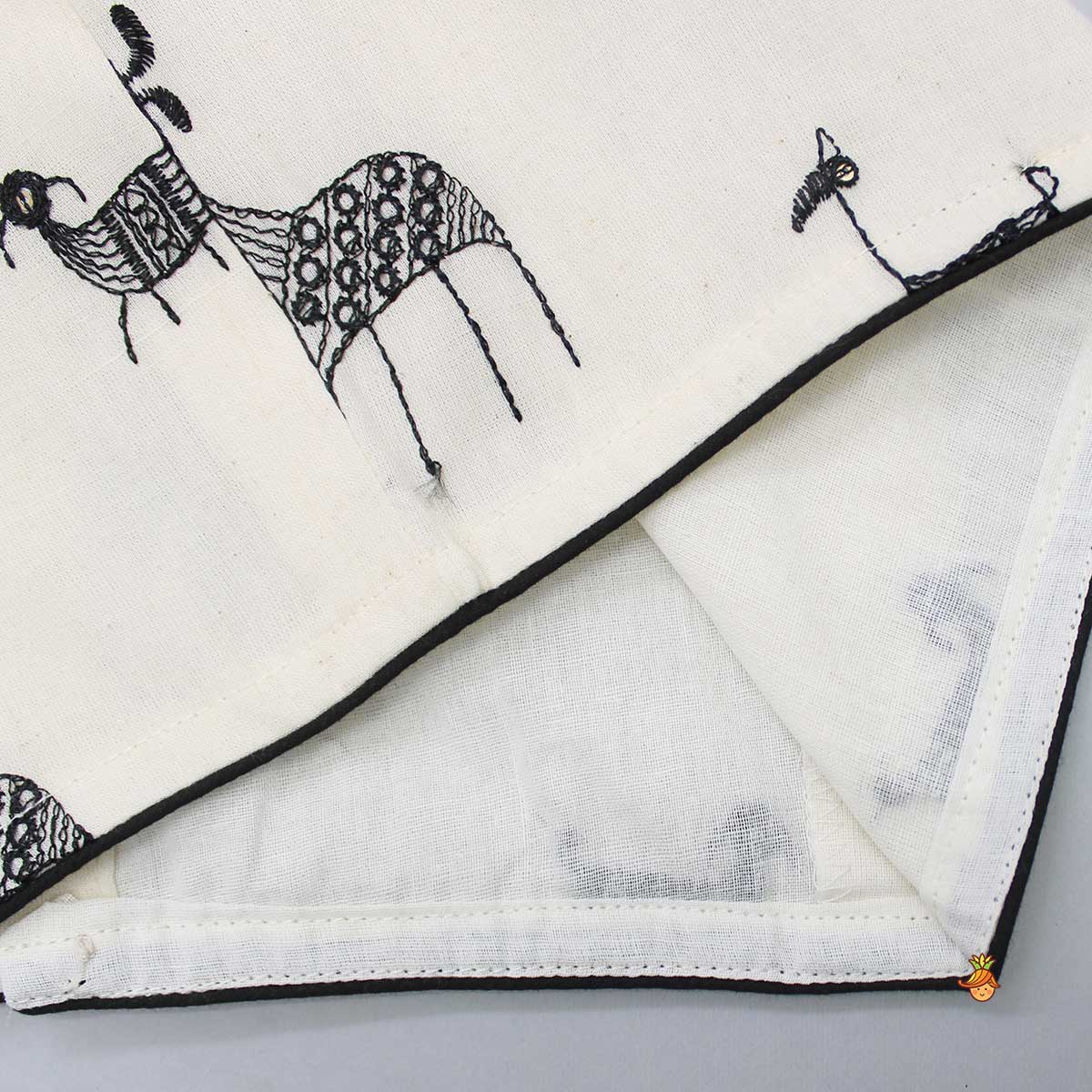 Pre Order: Animal Embroidered Stylish Tie Knot Strap Top And Lehenga