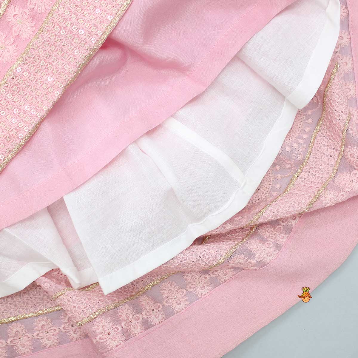 Pre Order: Embroidered Top And Lehenga With Matching Potli And Net Dupatta