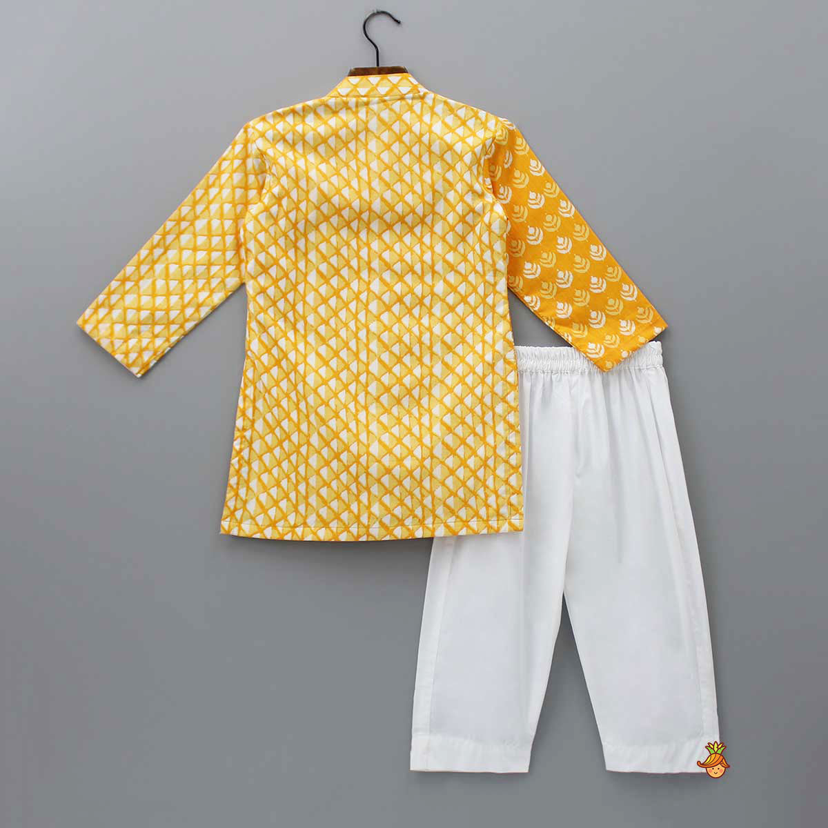 Pre Order: Printed Mustard Kurta And Pyjama