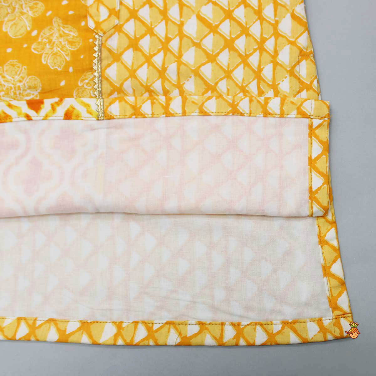 Pre Order: Printed Mustard Kurta And Pyjama