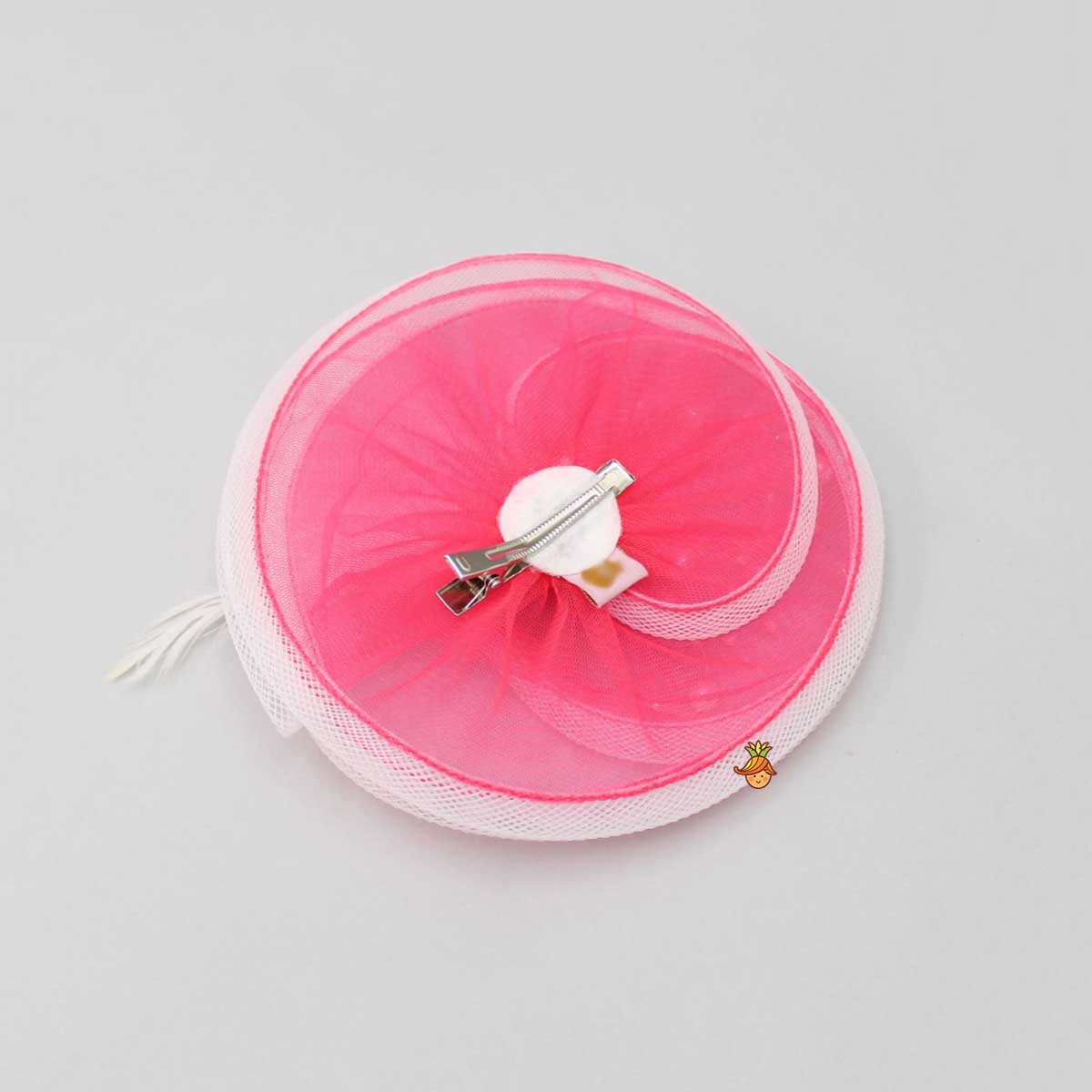 Rose Adorned Pink Alligator Hair Clip