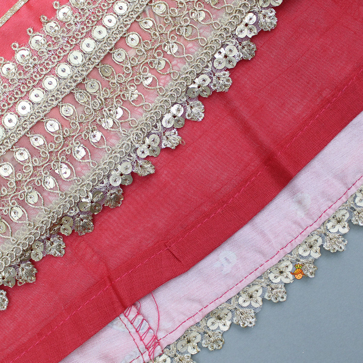 Pre Order: V Neck Top And Printed Lehenga With Hair Band