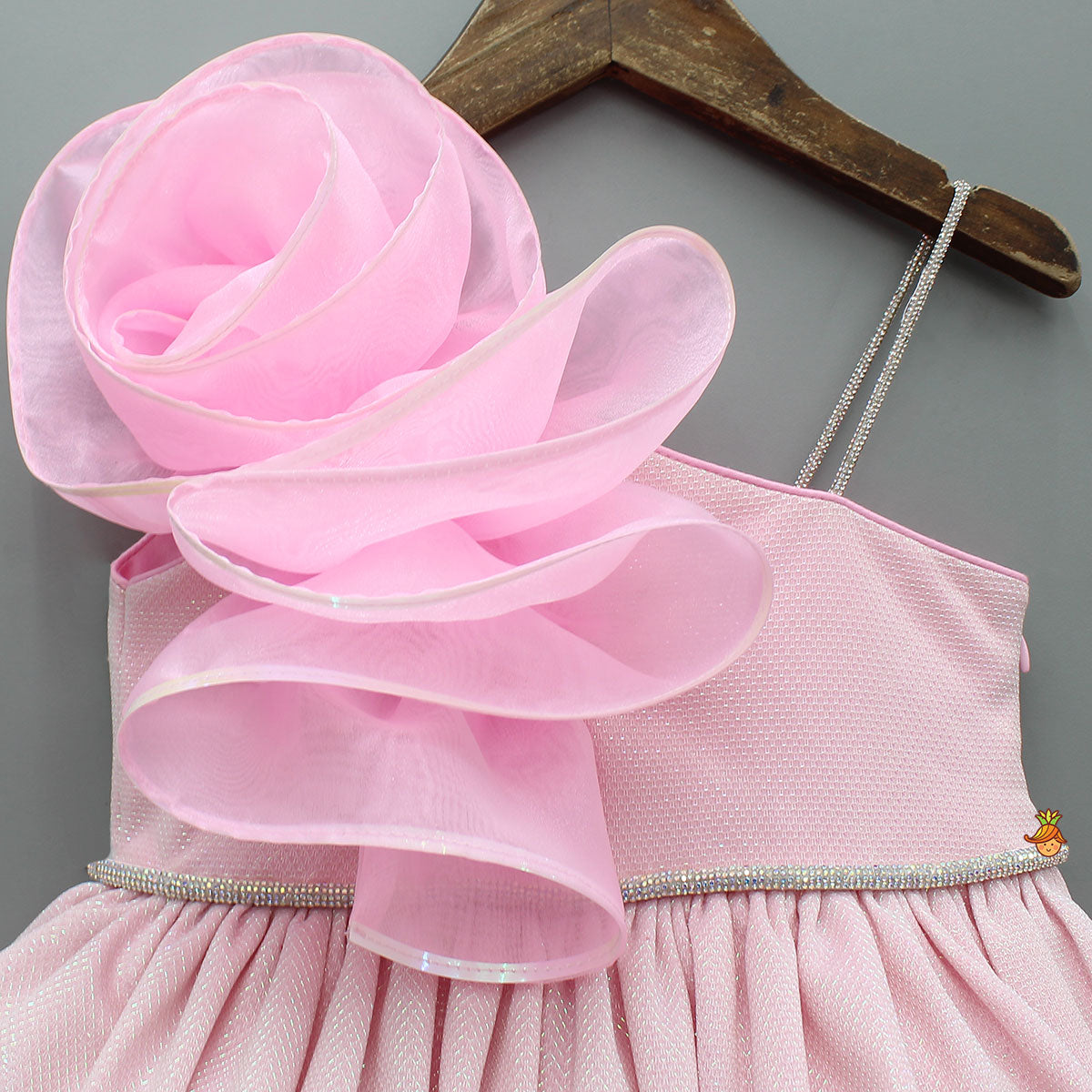 Pre Order: Flower Adorned One Shoulder Dress With Matching Hairband