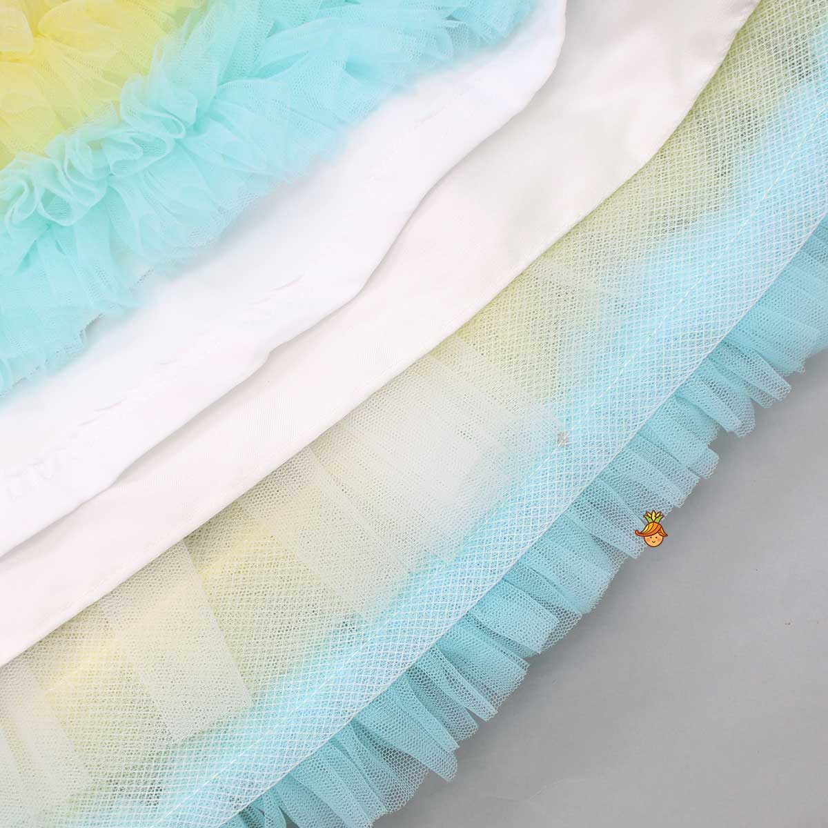 Sequin Embroidered Flared Ruffle Dress With Matching Hair Clip