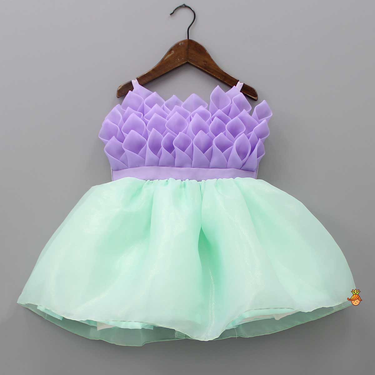 Purple Rose Petal Dual Tone Dress With Detachable Bow